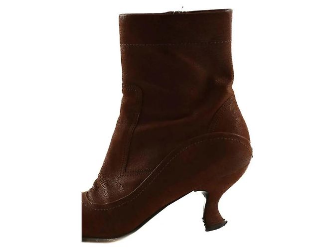 Botas Prada de piel marrón Castaño - vista 3