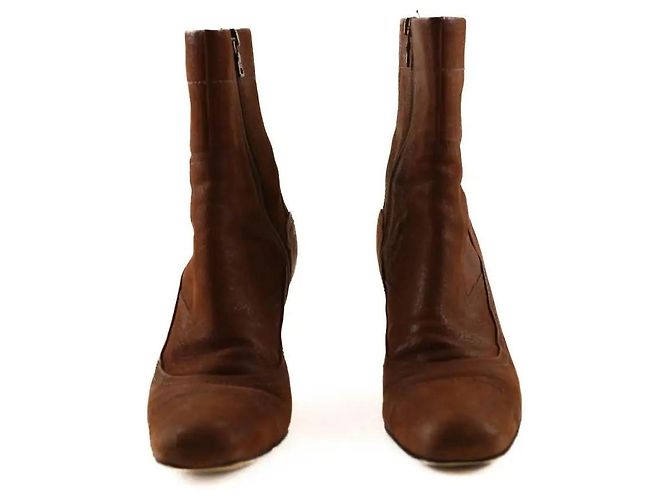 Botas Prada de piel marrón Castaño - vista 4