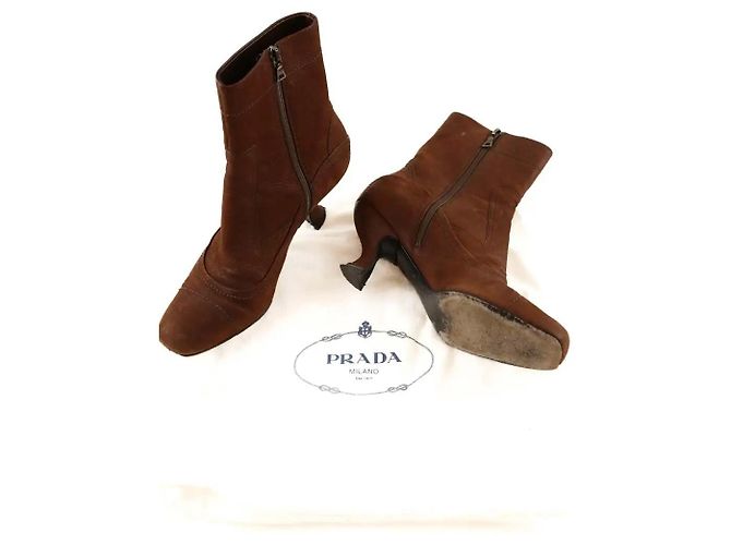 Botas Prada de piel marrón Castaño - vista 5