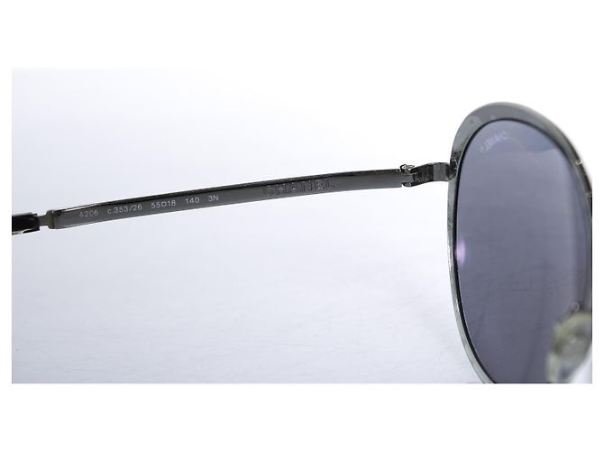 Chanel, occhiali da sole rotondi a specchio neri Nero - vista 9