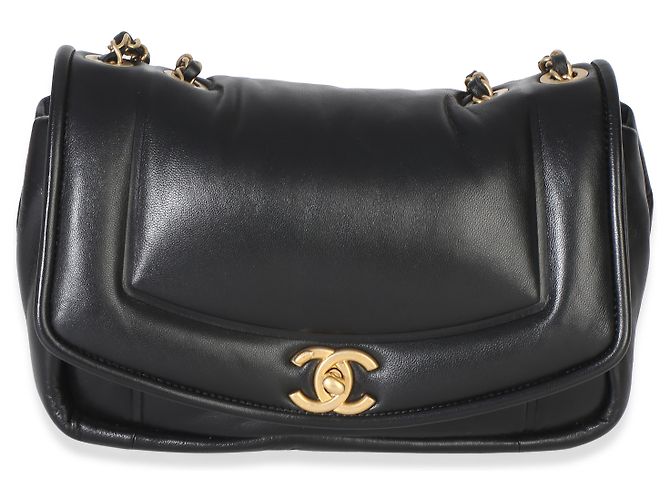 Timeless Borsa Chanel Black Lambskin Medium Simply Flap Nero - vista 8