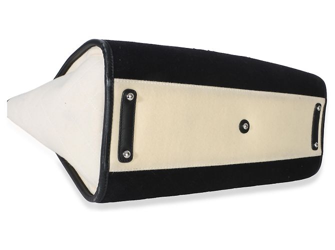 Tote Deauville Large in lana e pelle di vitello feltro bianco e nero Chanel - vista 7