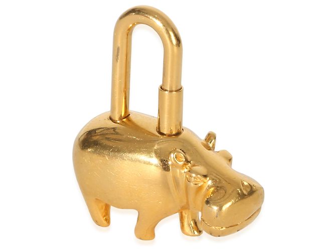 Hermès Cadena Hippopotamus 2005 Annee Des Fleuves Gold Lock Charm - vista 3