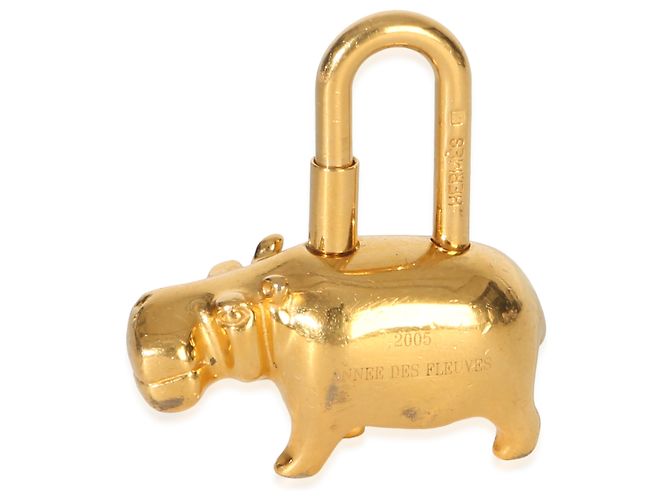 Hermès Cadena Hippopotamus 2005 Annee Des Fleuves Gold Lock Charm - vista 4