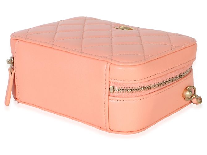Chanel Coral Quilted Lambskin Pearl Crush Camera Vanity Case Rosa - vista 6