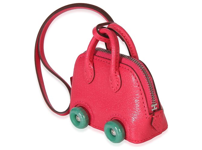 Hermès Rose Mexico Vert Vertigo Chevre Chamkila Bolide On Wheels Bag Charm - vista 3