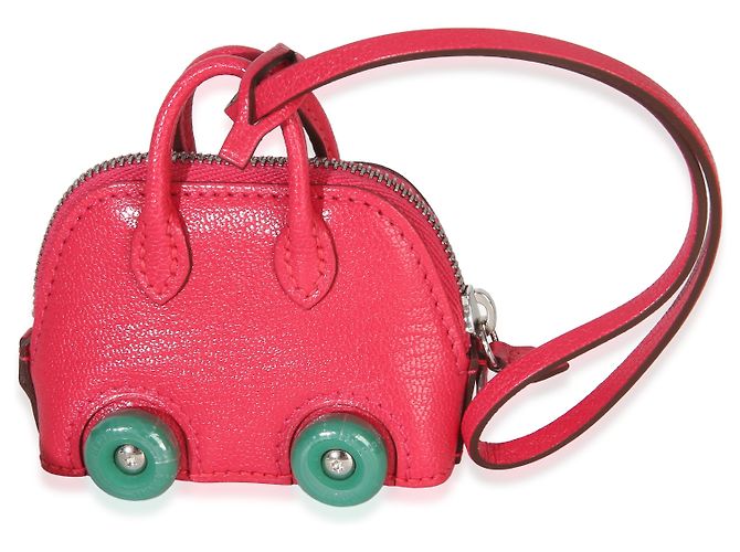 Hermès Rose Mexico Vert Vertigo Chevre Chamkila Bolide On Wheels Bag Charm - vista 4