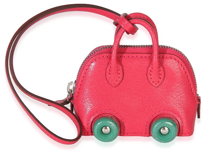 Hermès Rose Mexico Vert Vertigo Chevre Chamkila Bolide On Wheels Bag Charm - vista 5