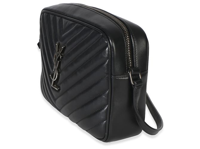 Borsa Camera Lou in pelle di vitello matelassé nera Saint Laurent Nero - vista 3