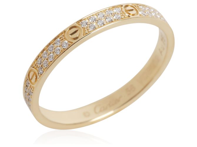 Anello Cartier Love Mini Model in Oro Giallo e Diamanti - vista 2