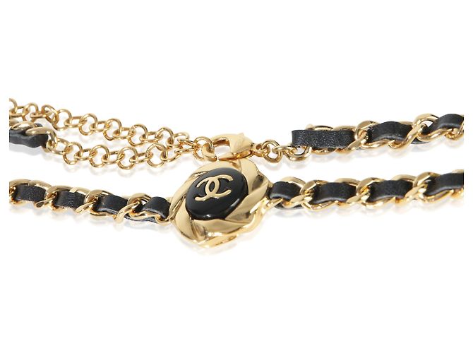 Gabrielle Collana Choker Chanel in pelle CC placcata oro 2022 - vista 2