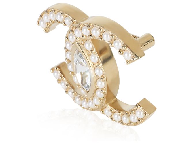 Gabrielle Spilla CC Chanel placcata in oro con perle finte e strass 2021 - vista 2
