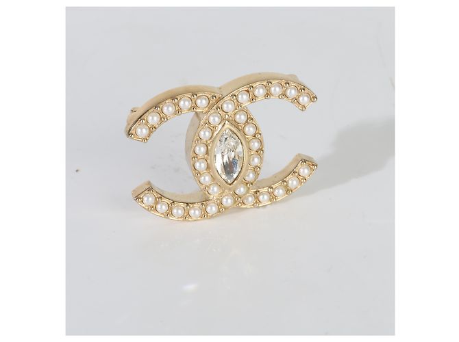 Gabrielle Spilla CC Chanel placcata in oro con perle finte e strass 2021 - vista 4