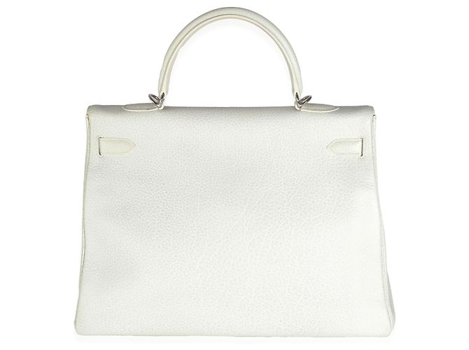 Hermès Gris Perle White Buffalo Skipper Dalmatian Retourne Kelly 35 PHW Marrone - vista 2