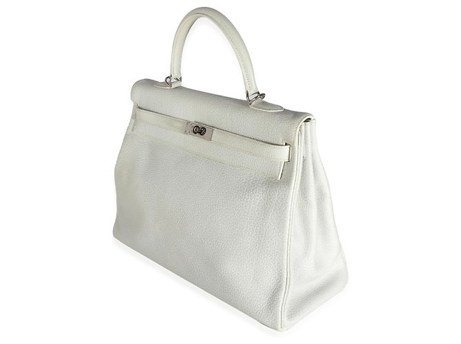 Hermès Gris Perle White Buffalo Skipper Dalmatian Retourne Kelly 35 PHW Marrone - vista 3