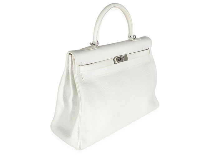 Hermès Gris Perle White Buffalo Skipper Dalmatian Retourne Kelly 35 PHW Marrone - vista 4