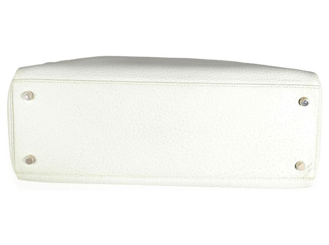 Hermès Gris Perle White Buffalo Skipper Dalmatian Retourne Kelly 35 PHW Marrone - vista 6