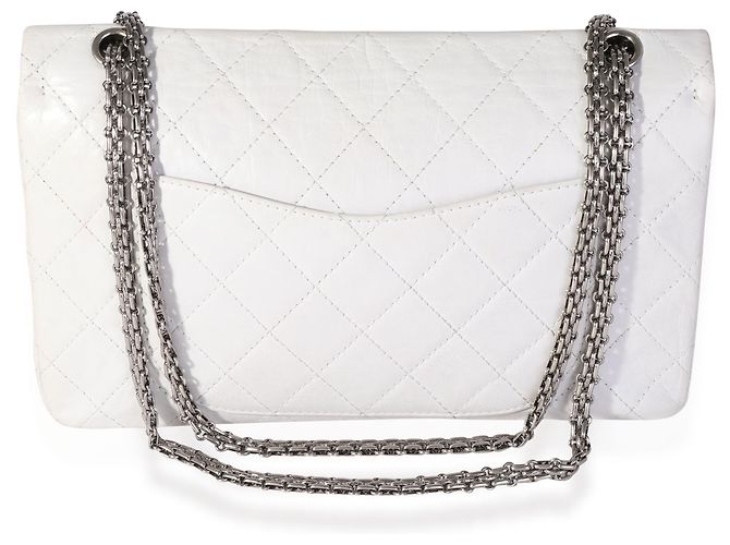 Chanel White Aged Calfskin Quilted 2.55 Reissue 227 Flap Bianco - vista 4