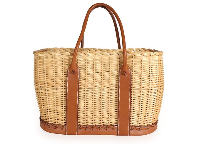 Hermès Fauve Barenia Wicker Osier Garden Party 36 - vista 3