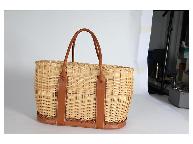 Hermès Fauve Barenia Wicker Osier Garden Party 36 - vista 7