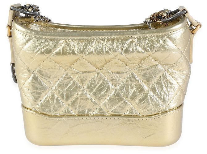 Chanel Gabrielle Hobo Small in pelle di vitello trapuntata oro - vista 4