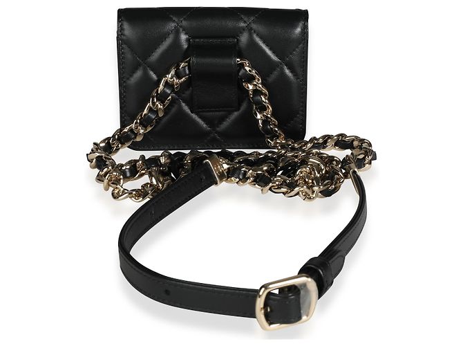 Mini borsa a tracolla Chanel Black Quilted Lambskin Elegant Chain Nero - vista 2
