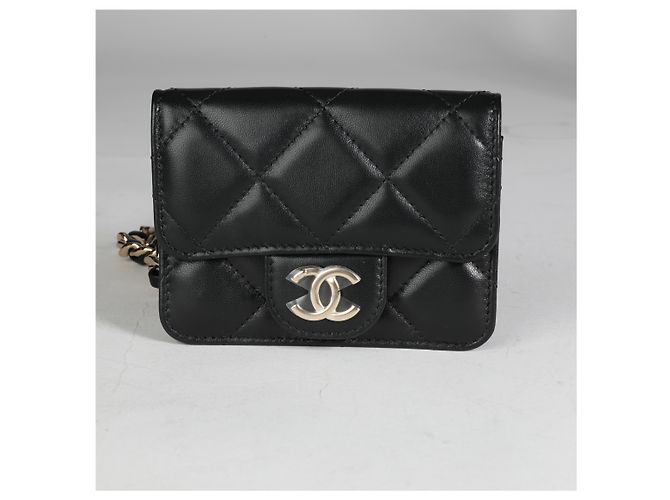Mini borsa a tracolla Chanel Black Quilted Lambskin Elegant Chain Nero - vista 8