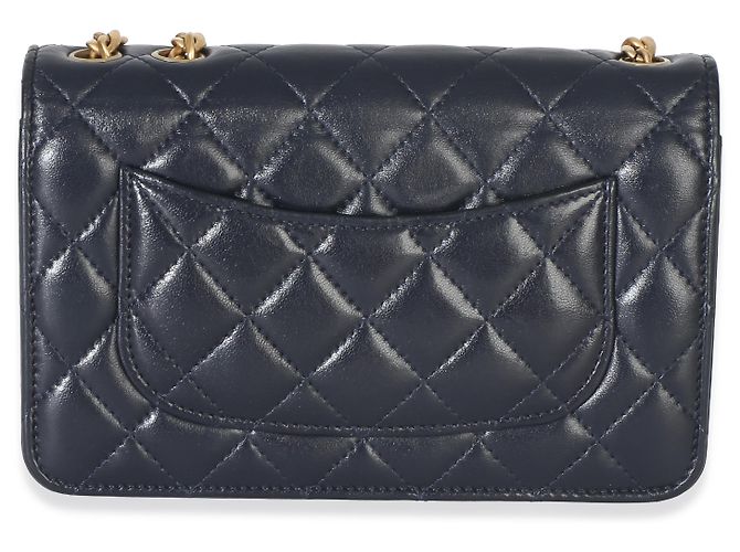 Chanel Blue gestepptes Lammleder All Slide Long Wallet On Chain Blau - Ansicht 2