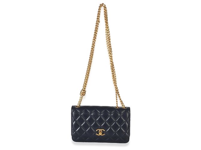 Chanel Blue gestepptes Lammleder All Slide Long Wallet On Chain Blau - Ansicht 5