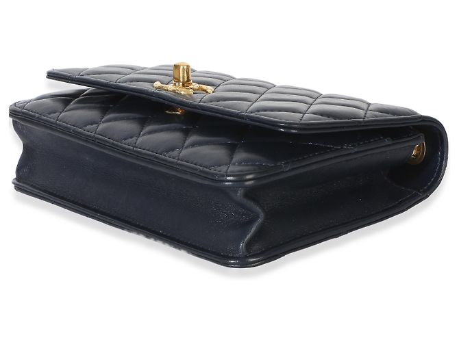 Chanel Blue gestepptes Lammleder All Slide Long Wallet On Chain Blau - Ansicht 6