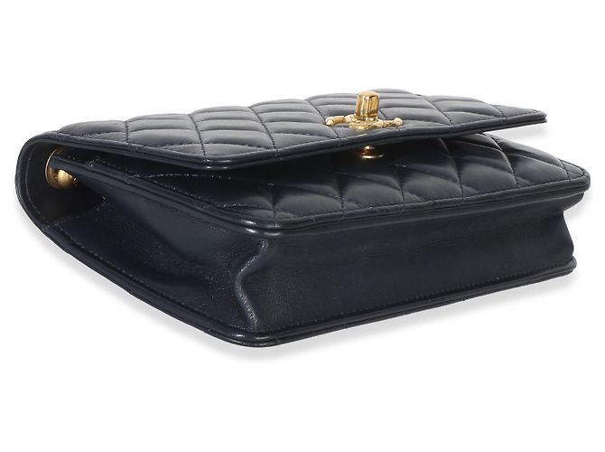Chanel Blue gestepptes Lammleder All Slide Long Wallet On Chain Blau - Ansicht 7