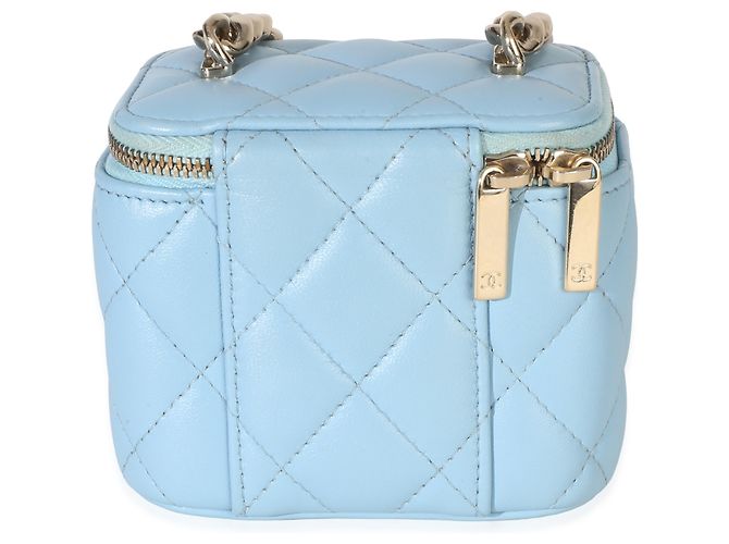 Chanel Blue gestepptes Lammfell Coco Chain Mini Vanity Case Blau - Ansicht 2
