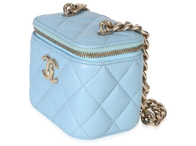 Chanel Blue gestepptes Lammfell Coco Chain Mini Vanity Case Blau - Ansicht 3