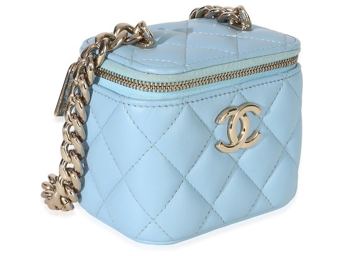 Chanel Blue gestepptes Lammfell Coco Chain Mini Vanity Case Blau - Ansicht 4