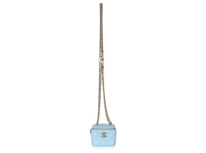 Chanel Blue gestepptes Lammfell Coco Chain Mini Vanity Case Blau - Ansicht 5