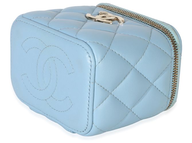 Chanel Blue gestepptes Lammfell Coco Chain Mini Vanity Case Blau - Ansicht 6