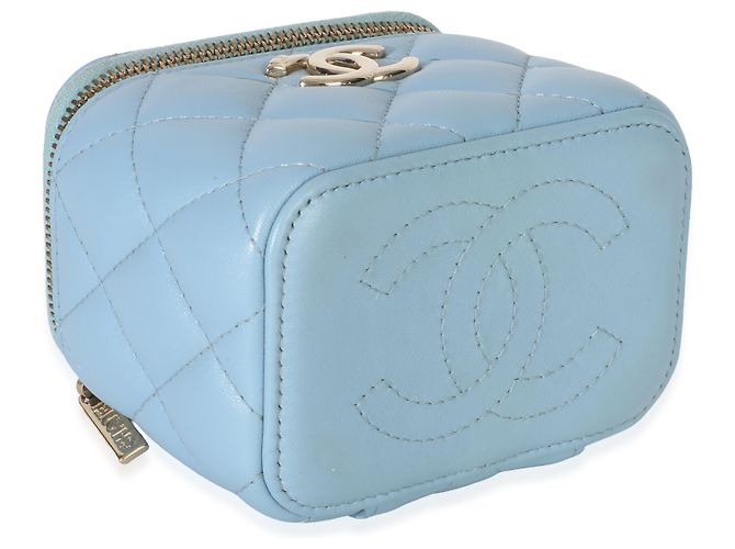 Chanel Blue gestepptes Lammfell Coco Chain Mini Vanity Case Blau - Ansicht 7