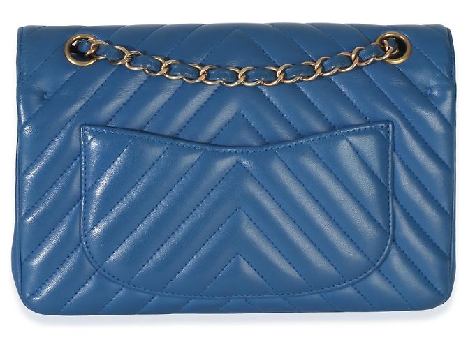 Timeless Borsa Chanel Blue Chevron Lambskin Small Classic Double Flap - vista 2
