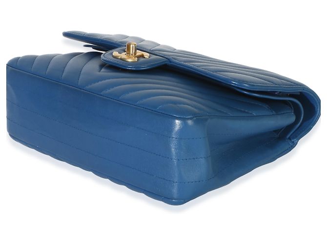 Timeless Borsa Chanel Blue Chevron Lambskin Small Classic Double Flap - vista 6