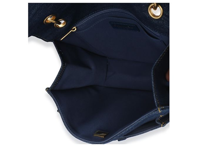 Chanel Dark Blue Quilted Denim Double You Rucksack Blau - Ansicht 5