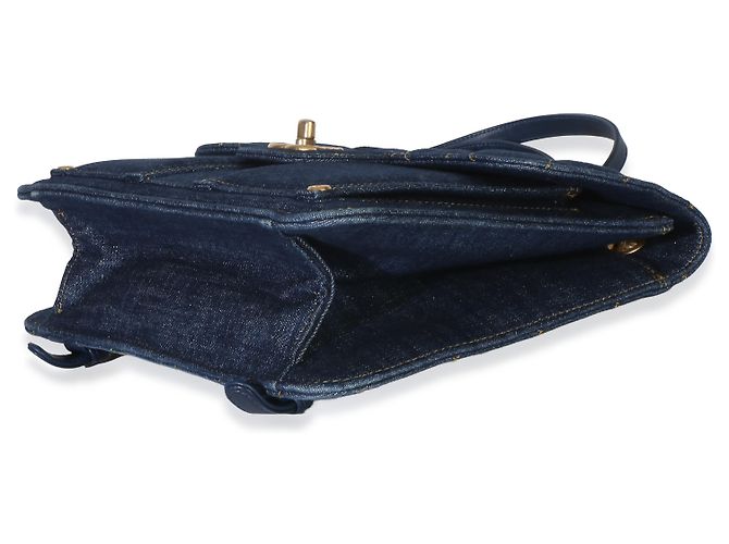 Chanel Dark Blue Quilted Denim Double You Rucksack Blau - Ansicht 6