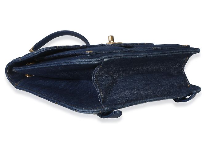 Chanel Dark Blue Quilted Denim Double You Rucksack Blau - Ansicht 7