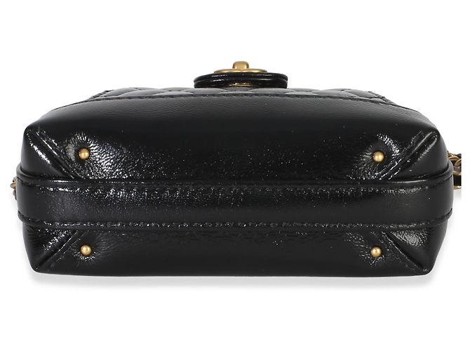 Clutch Nano Cocodoc in agnello lucido trapuntato nero Chanel con catena - vista 2