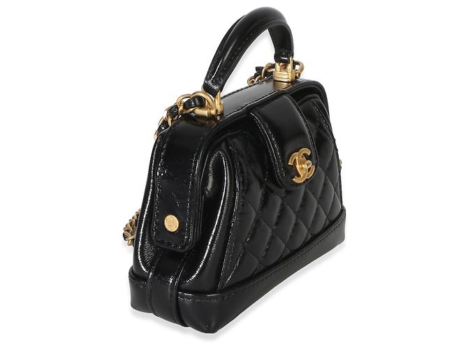 Clutch Nano Cocodoc in agnello lucido trapuntato nero Chanel con catena - vista 4
