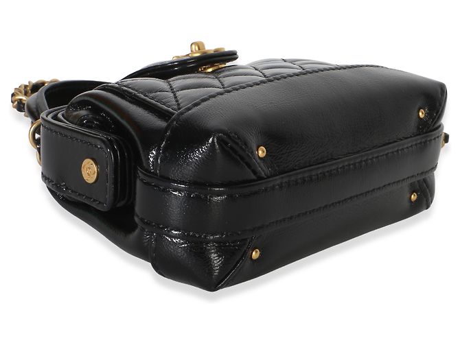 Clutch Nano Cocodoc in agnello lucido trapuntato nero Chanel con catena - vista 6