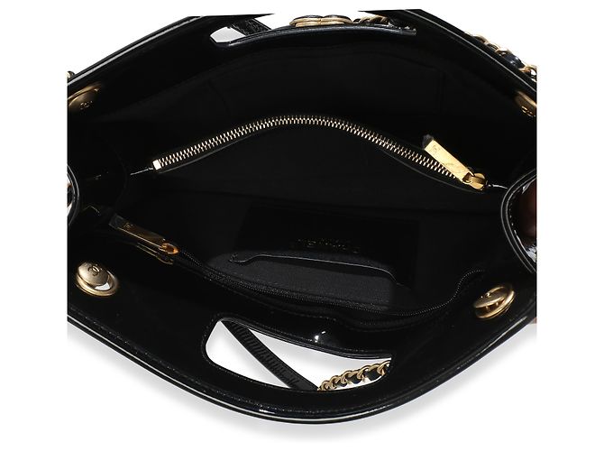 Borsa shopping Chanel Black Quilted Patent Graphic Catch piccola Nero - vista 5