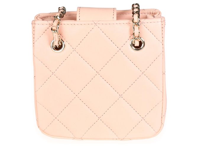 Chanel Tiny Shopping Bag aus rosa gestepptem Lammleder Pink - Ansicht 4
