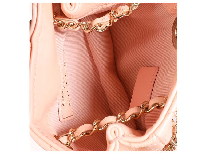 Chanel Tiny Shopping Bag aus rosa gestepptem Lammleder Pink - Ansicht 5