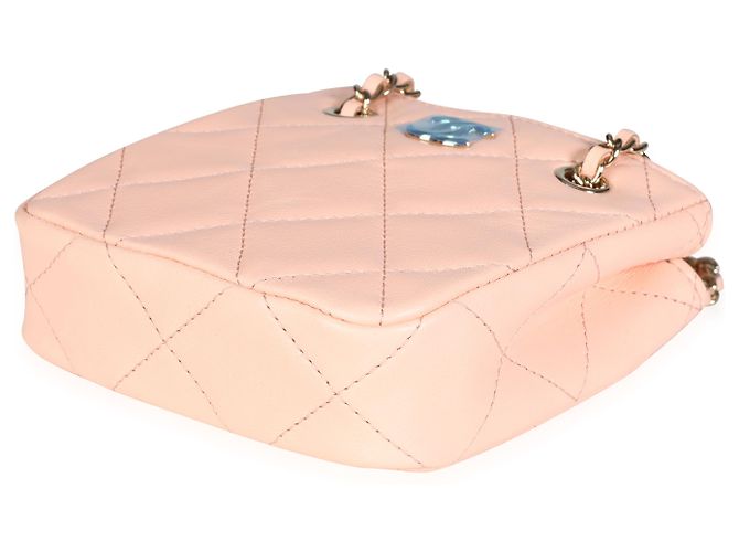 Chanel Tiny Shopping Bag aus rosa gestepptem Lammleder Pink - Ansicht 6