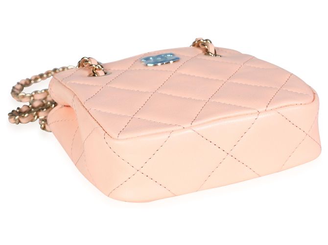 Chanel Tiny Shopping Bag aus rosa gestepptem Lammleder Pink - Ansicht 7